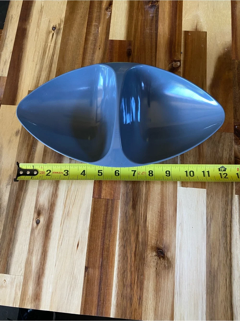MCM Gray Melamine Divided 2-Compartment Oval Serving Bowl 11.6